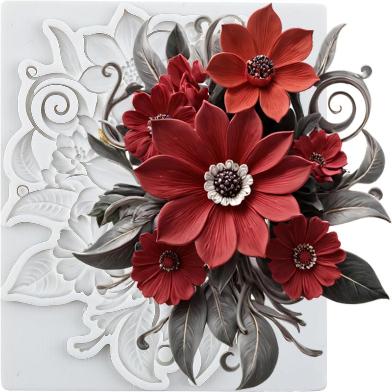 TAOXIBEI Flower Polymer Clay Mold Baroque Flower Lace Silicone Resin Molds for DIY Crafts Epoxy Resin Casting Air Dry Polymer Clay Plaster Jewelry Making - Image 1